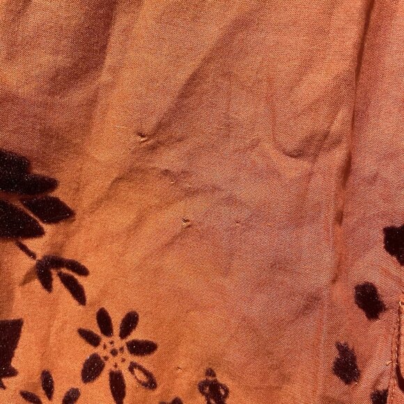 Sundance Button Up Shirt Women's Size XS Orange Burgundy Velvet Vignette Floral - Picture 8 of 8